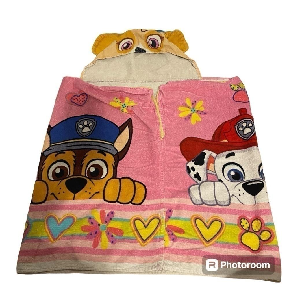 Paw Patrol Hooded Bath Towel Skye Marshall Chase Pink